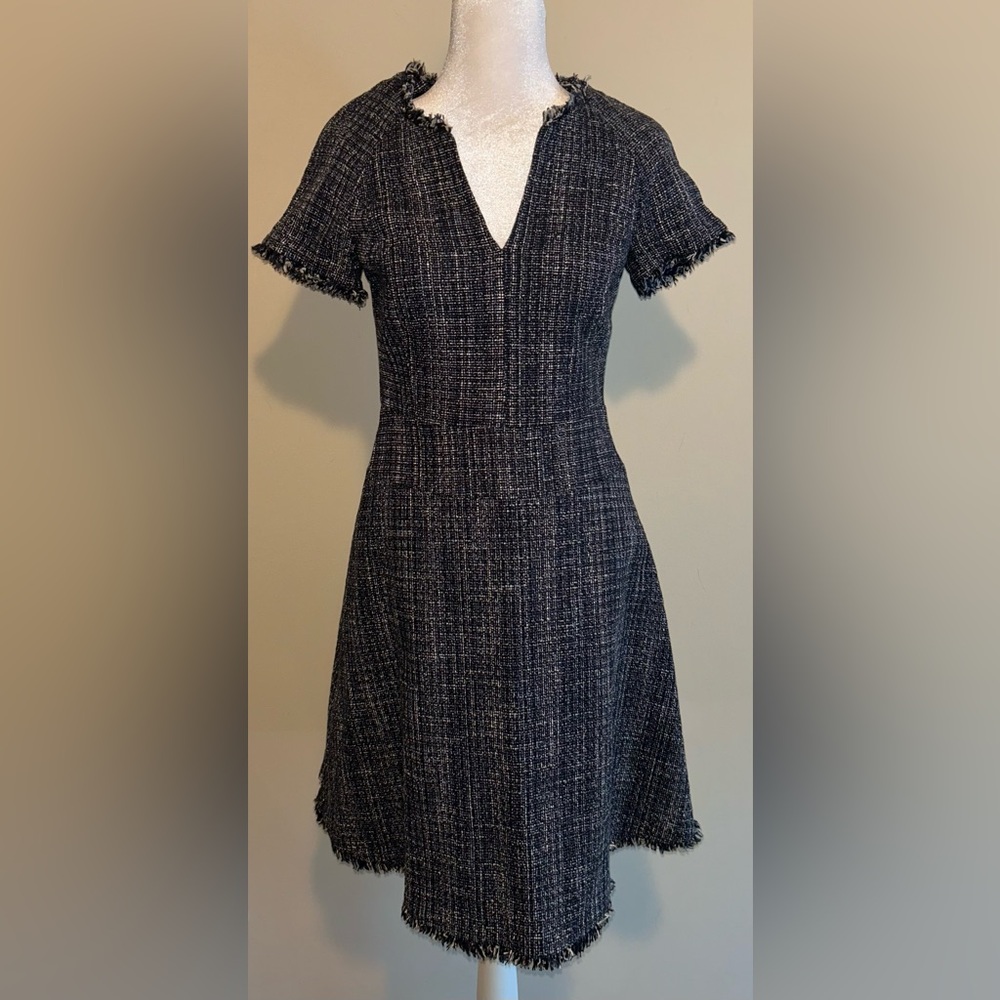 Banana Republic Black and Gray Tweed Dress